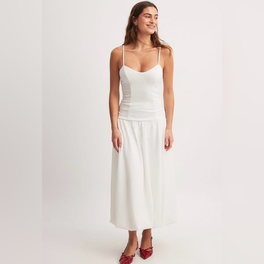 NA-KD White Midi Dress Size: XXS